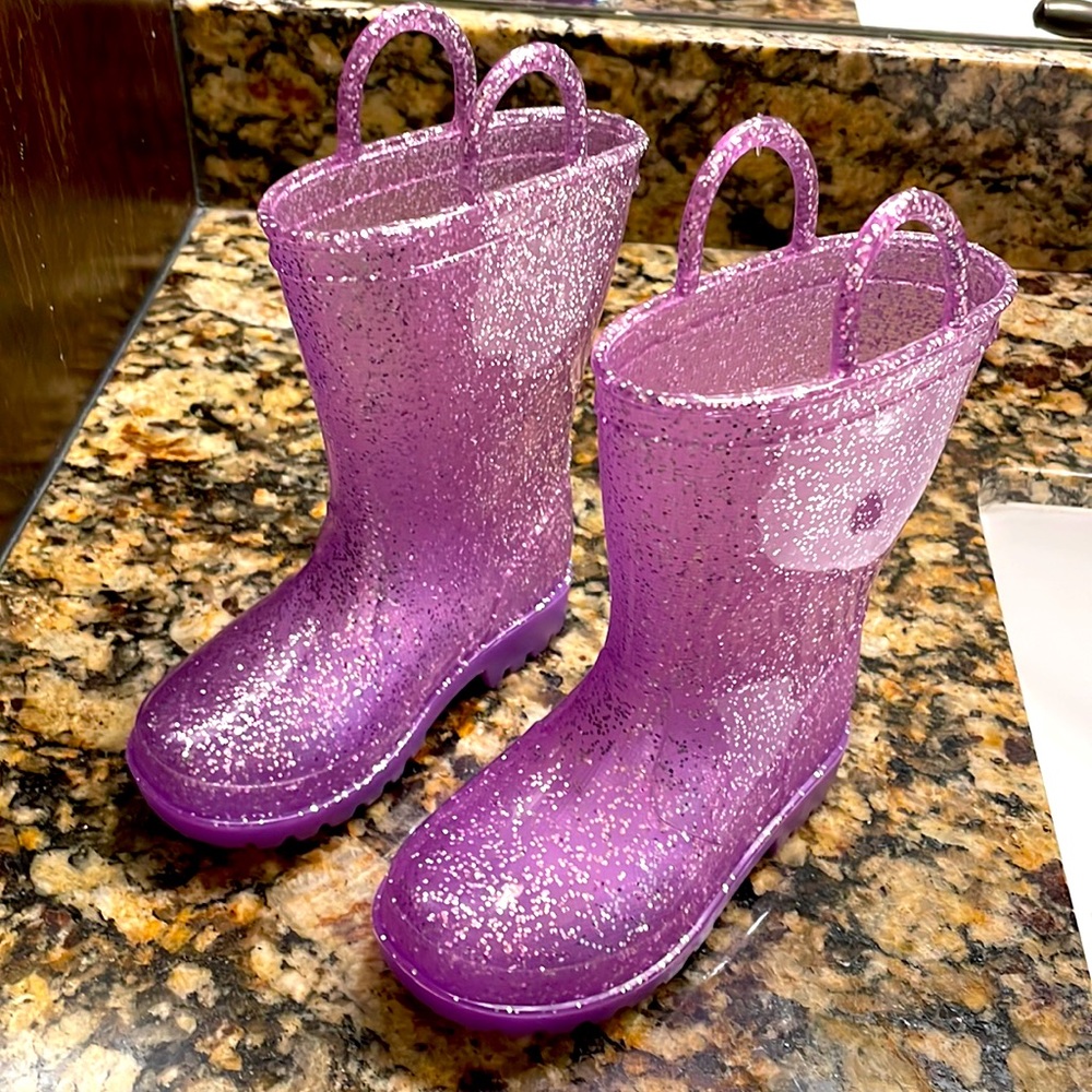 Purple sparkle rain boots - Toddler Size 8